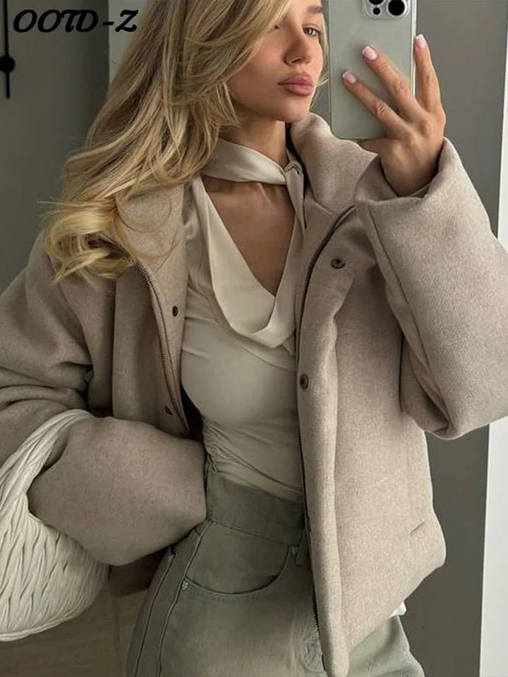 Manteau décontracté à capuche en coton rembourré pour femme, solide, simple boutonnage, fermeture éclair, manteaux courts pour femme, mode automn
