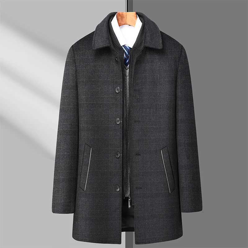 2024 New style Mens Woolen Coat Winter Classic Casual Overcoat Mens high quality Thicken trench coat men full size M-4XLXJ251204
