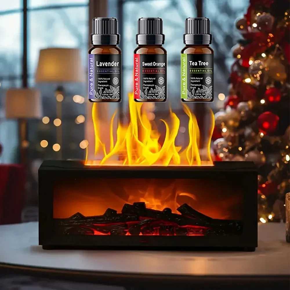 Colorf Flame Fireplace Ara Diffuser 300ml Waterless Auto-Off Air Humidifier with Timer Remote Control for He Bedro Gift C251204-image-1087257189