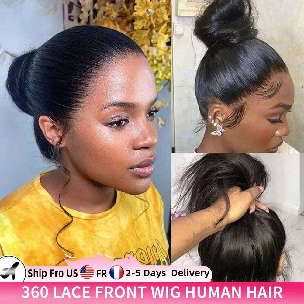 360 pleine pré plumée HD 13X6 perruques de cheveux humains 30 pouces perruque frontale en dentelle droite pour les femmes