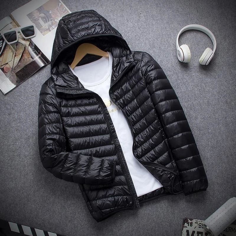 Mens Lightweight Down Cotton Jacket Short Slim Fit Winter Spring Coat Unisex Stand Collar Hooded Plus Size Elderly Clearance 251129