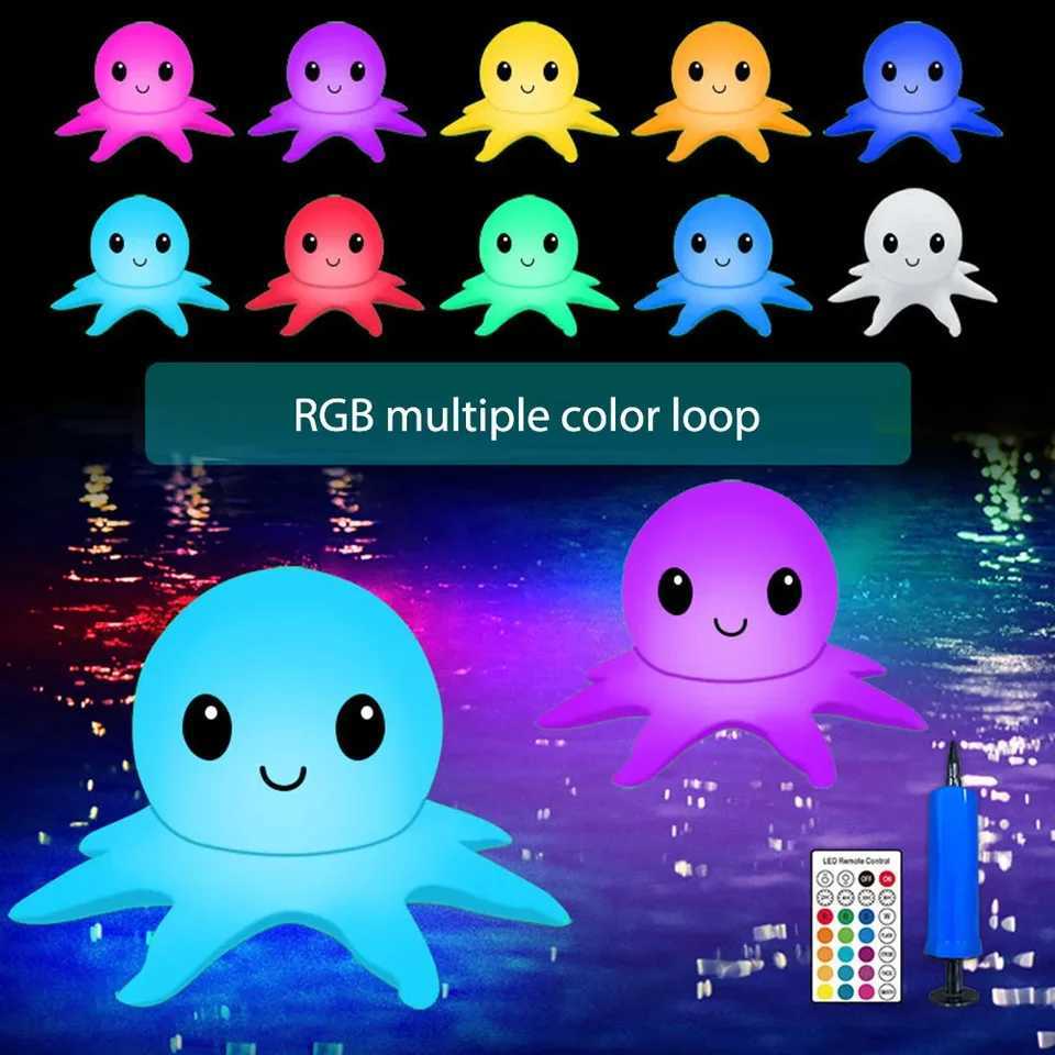 Lampes solaires pour la dérive de l'eauOctopusGlowingInflatable Ball Lights Coloré Changeant Piscine Étang Lampe Suspendue Éclairage Extérieur M2