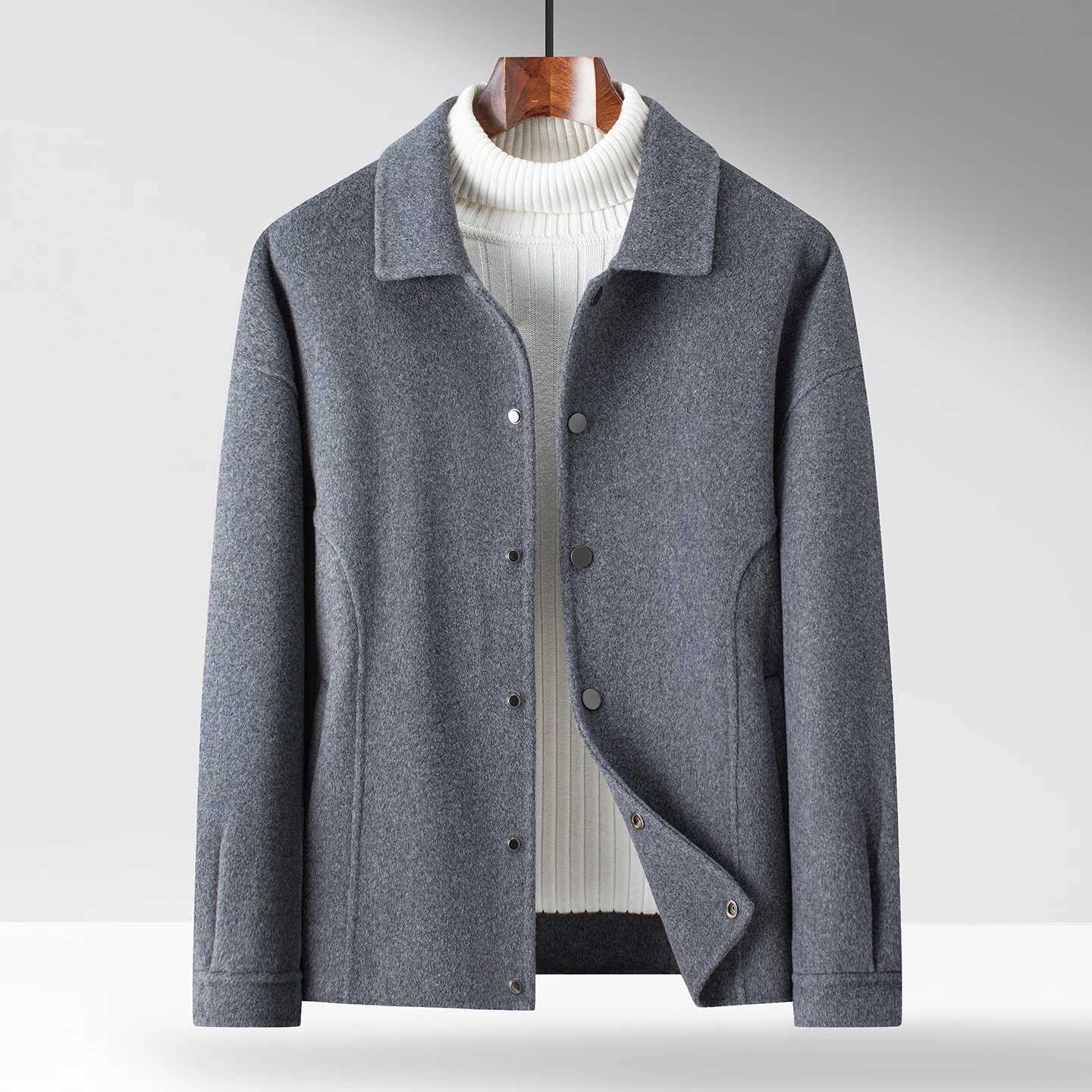 Double-sided wool woolen coat high-quality mens fashion autumn and spring new short coat high-end casual winter topXJ251204