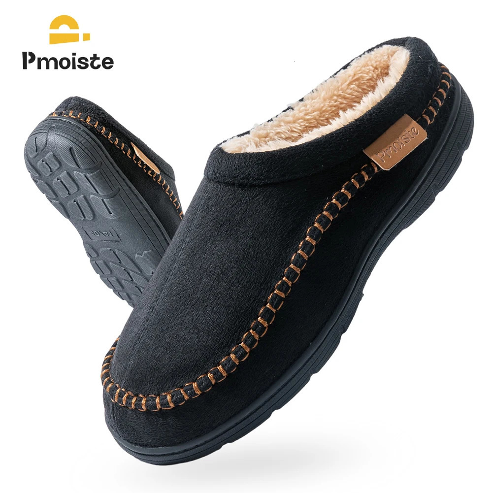 Pmoiste Soft Faux Suede House Slippers Men Comfortable Warm Cushion er Mark Line Living Room Shoes Slip-on Winter Indoor 251201
