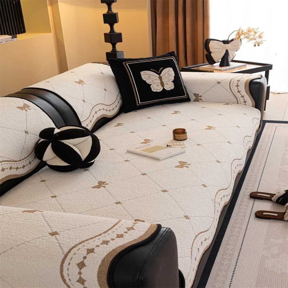 2025 New Special-shaped Sofa Cushion Autumn and Winter Thickened Half-side Velvet Cushion Straight Row Non-slip Sofa Cover M251204-image-1087200011