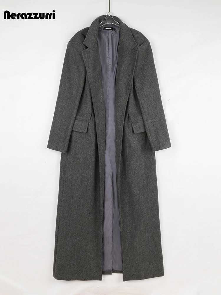 nerazzurri automne hiver Extra Long épais chaud gris pardessus pour hommes simple boutonnage de luxe élégant Maxi rouge laine manteau hommes 2024