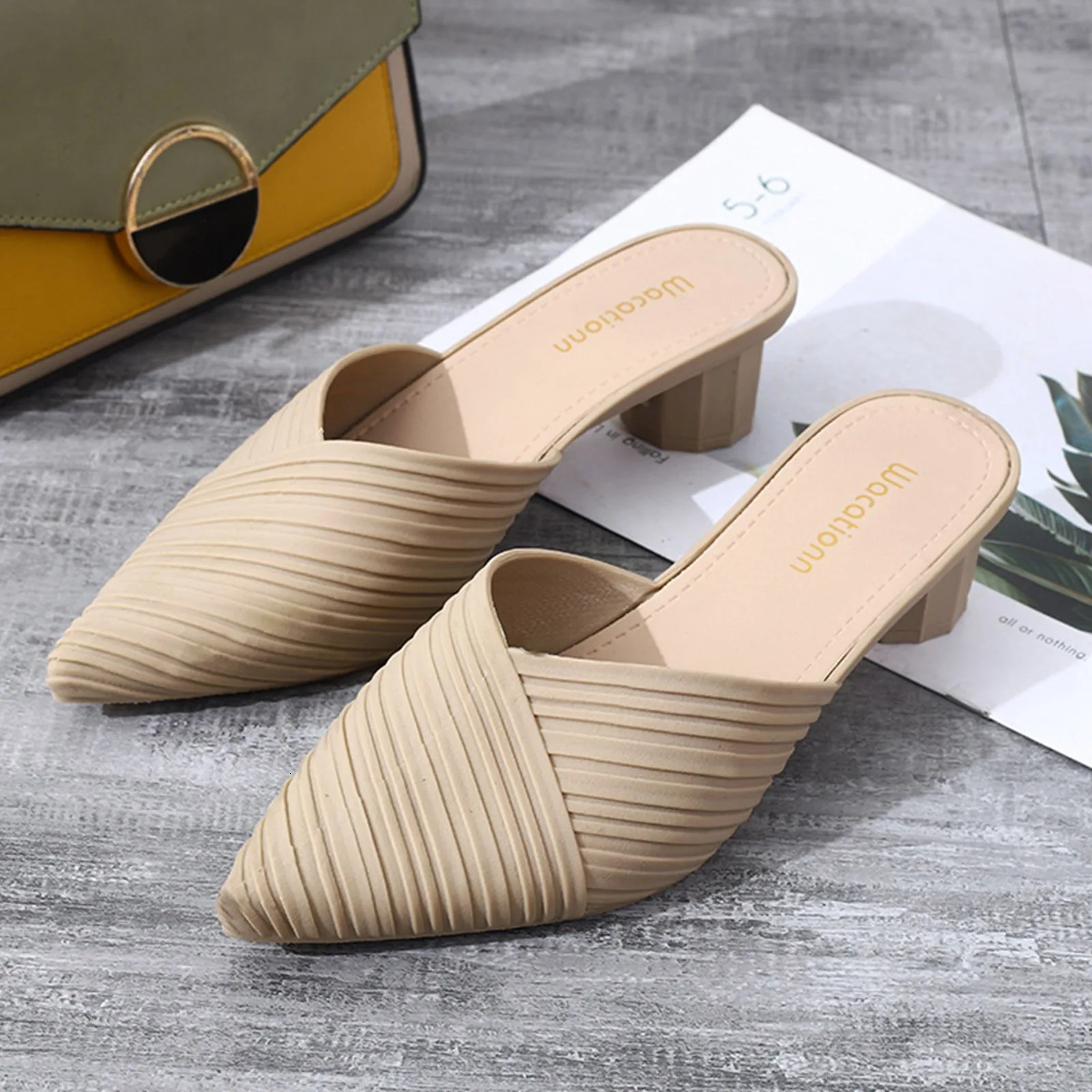 Sandales d'été à bout pointu pour femmes, sandales à talons bas, décontractées, à la mode, Anti-odeur et antidérapantes, 251201