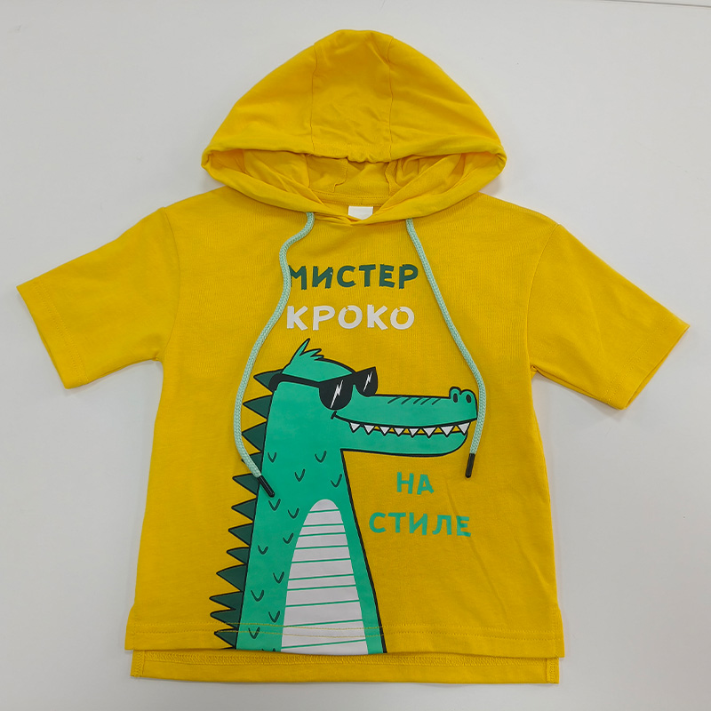 Sweat à capuche d'été jaune pour garçons avec dinosaures, design à la mode pour enfants