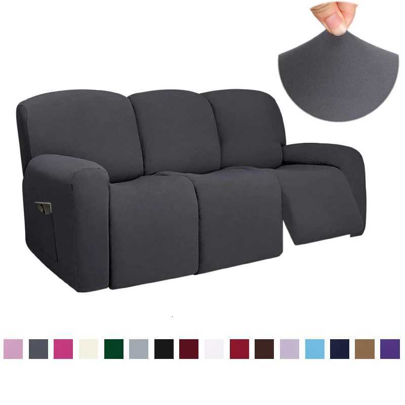3 Seat Stretch Sectional Recliner Sofa Slipcover With Elastic Bottom Soft Washable Furniture Pet Protector Couch Cover M251204-image-1087201007