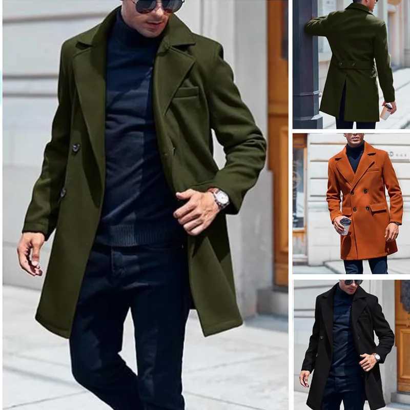 Nuovo cappotto di lana di grandi dimensioni Giacca casual da uomo Misto doppiopetto medio e lungo per uomoXJ251204
