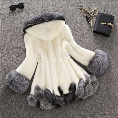 New Faux Women s White Rabbit Mink Fur Winter Hooded Coat Jacket Year s for children