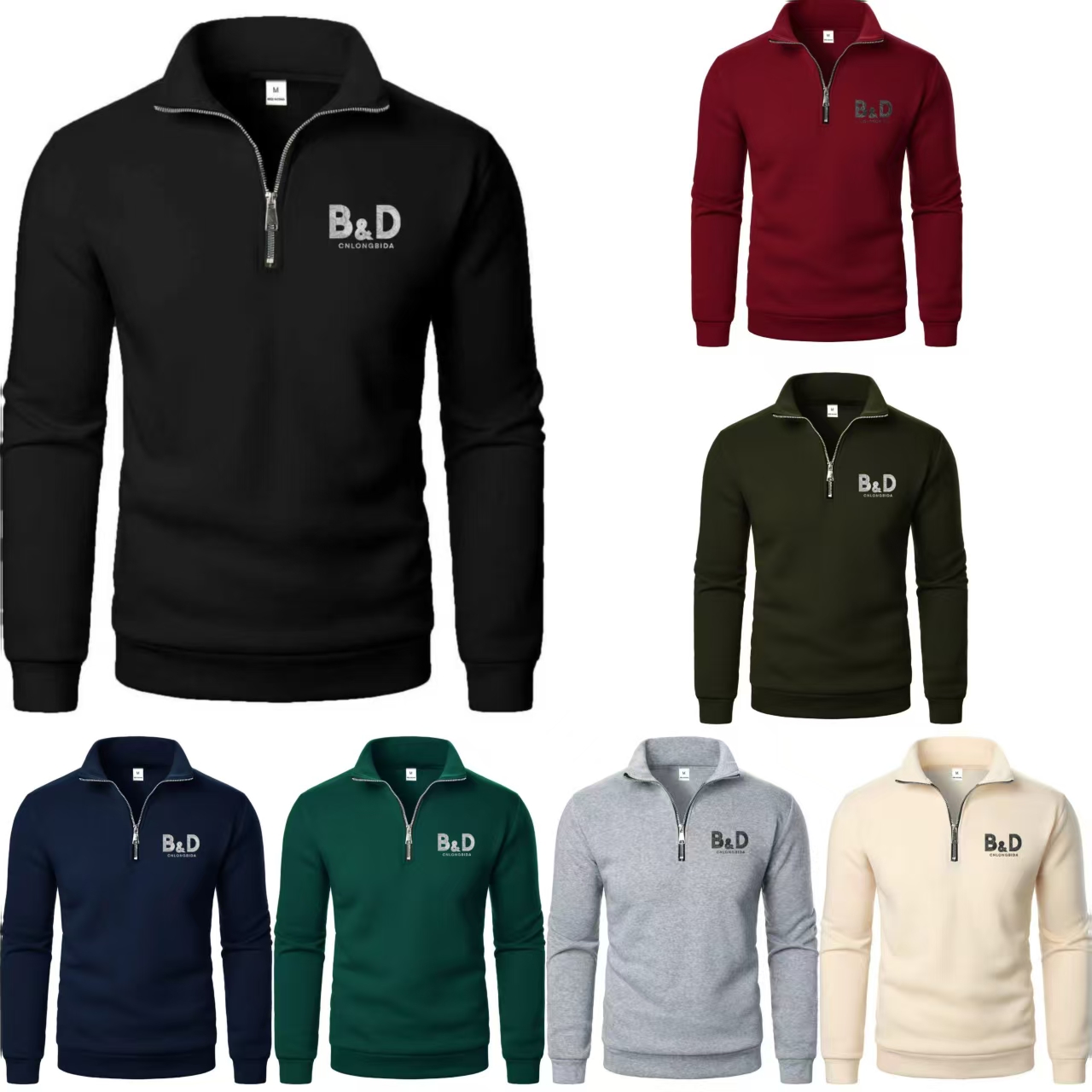 Men's Hoodies Mens Stand Collar Fleece Pullover Luxury Half-Zip Warm Thickened Casual Sweatshirt Autumn Winter Wear