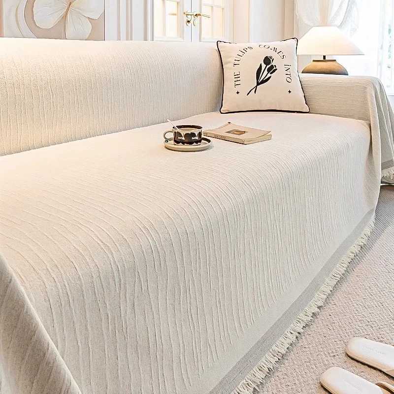 Breathable Polyester Sofa Cover Protective Couch Cover with Elastic Hem Slim-fit Sofa Slipcover for 4-seat M251204-image-1087197236