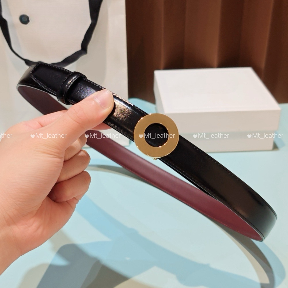 2025 Designer woman belt Women reversible real leather belt width 2.5cm circle gold silver buckle Available on both sides Taurillon leather belt