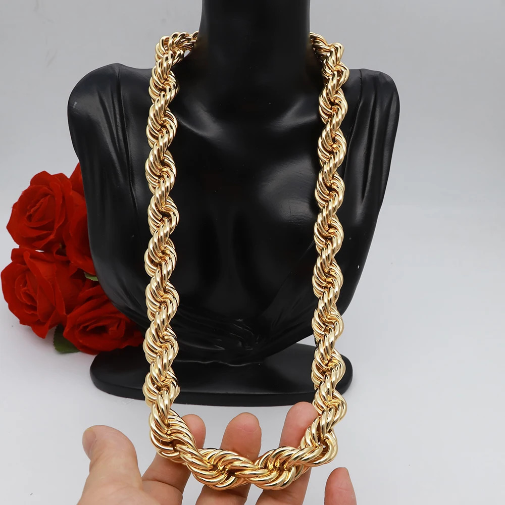 60cm 6 10 8 mm Big Rope Necklace Gold Color Plated Jewelry High Quality Chain For Men Women Punk Chains Gothic For Party Daily 251203