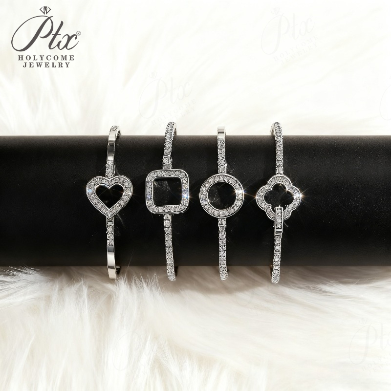 Elegant Moissanite Round Cut Tennis Bracelets with Multi Style Lock Designs Offering Versatile Fashion and Radiant Shine for Women