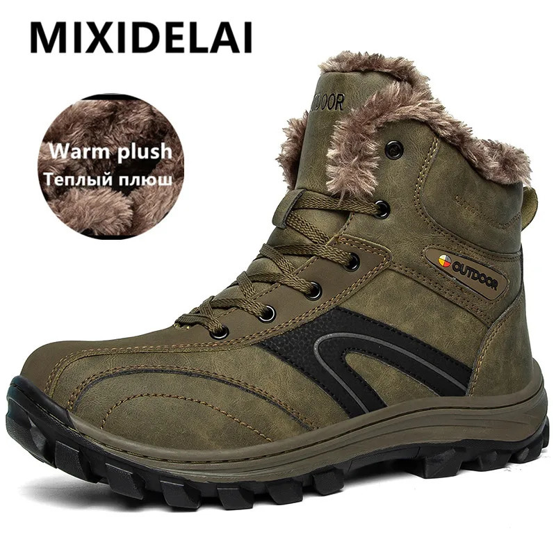Bottes d'hiver pour hommes épais en peluche hommes chauds bottes de neige bottes imperméables en plein air hiver antidérapant hommes chaussures d