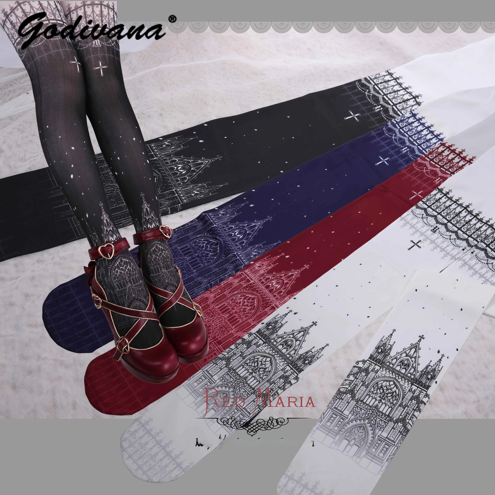 original Lolita Women Stockings Retro Cotton Socks Female Girls Lo Gothic Style Duplex Printing Pantyhose Sweet Tights Leggings251201