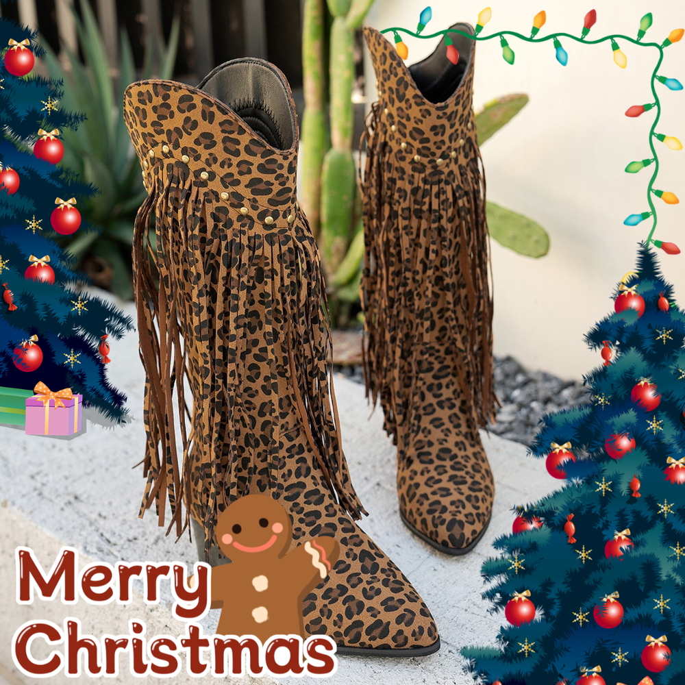 Automne et hiver nouvelles bottes de mode gland cadeau de Noël chaussures de luxe femmes sexy rétro bottes de style occidental, plus la taille de