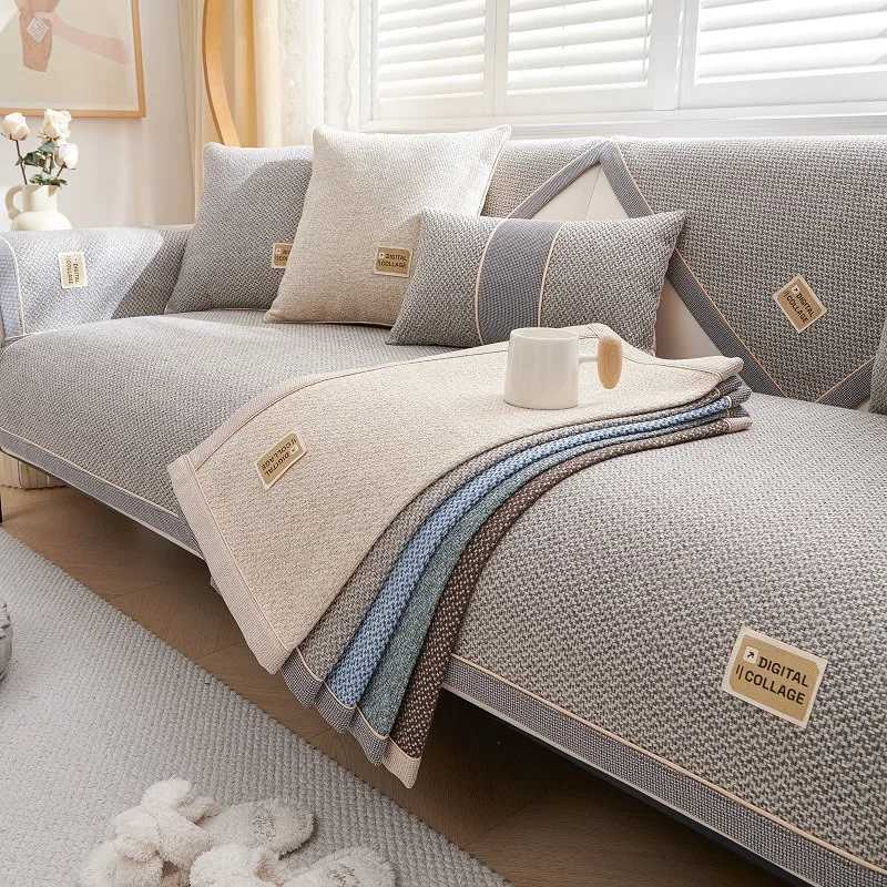Cotton and Linen Jacquard Sofa Cushion Winter Thicken Soft Comfortable Modern Simple Wind Cover Cat Cushion Plush Sofa Cover M251204-image-1087198514