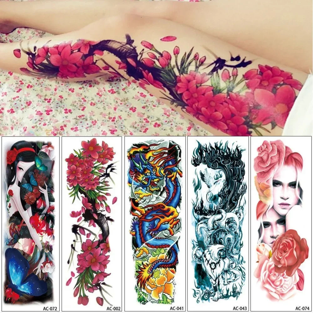 16 ns bras complet manchon de tatouage temporaire tatouages imperméables pour hommes Cool femmes tatouages autocollants sur l'art corporel 272596