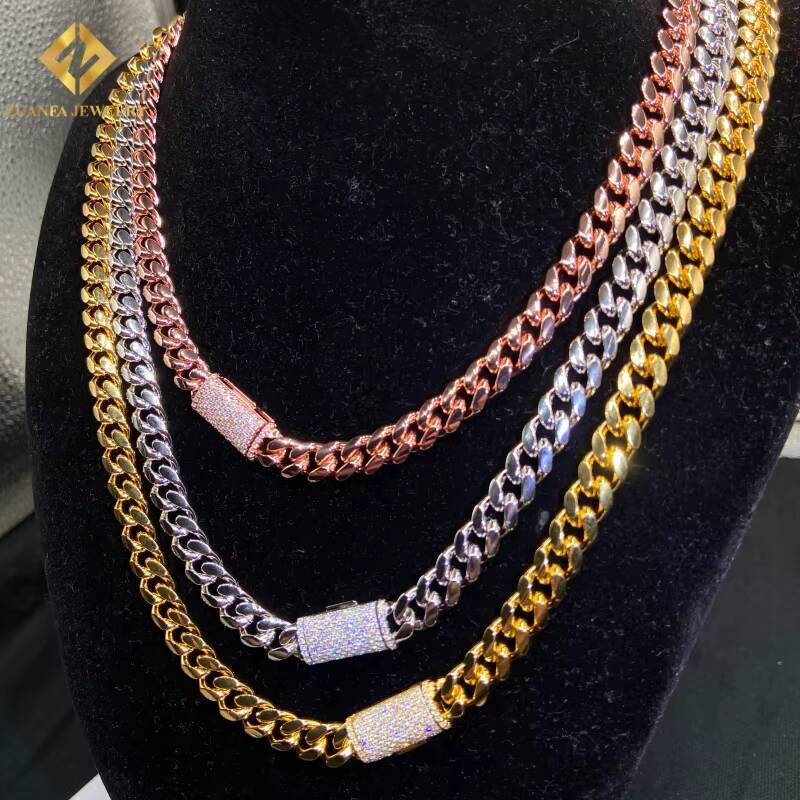 New Product 12mm 925 Sterling Silver Cuban Link Chain for Men Lab-Grown Diamond Cuban Link Chain HipHop Iced Out Jewelry