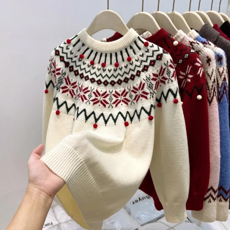Chandails de noël tricotés en Jacquard pour femmes, pull épais et chaud, anti-âge, automne et hiver