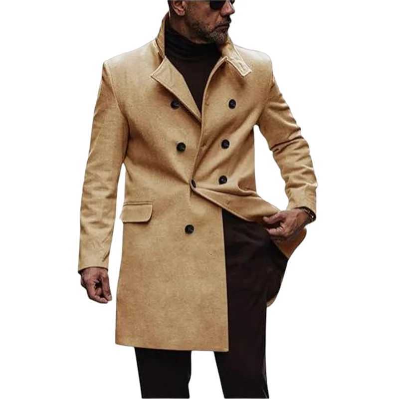Mans Coat Winter Wool Blend Jackets Man Lined Coats Double Breasted Daily Warm Long Male Jacket European Size M-XXLXJ251204