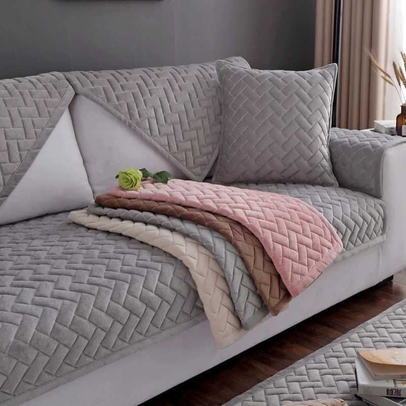 Soft Crystal Velvet Sofa Cushion Solid Color Non Fading Couch Cover Cloth Simple and High-end Autumn and Winter Slipcover M251204-image-1087198653