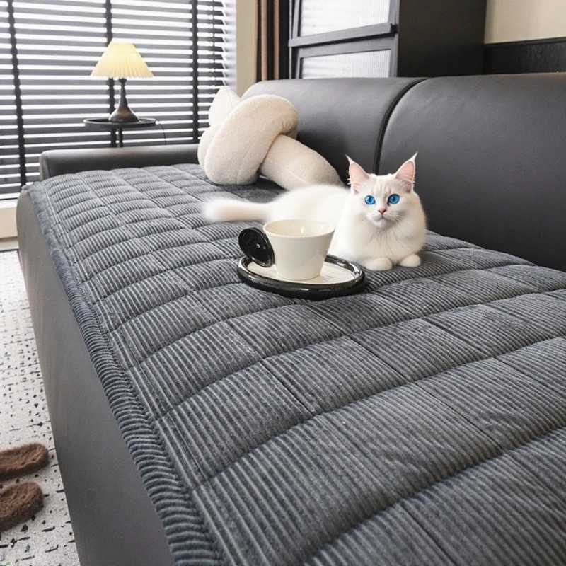 Classic Plaid Pattern Sofa Cover Thicken Plush Autumn Winter Couch Cushion for Pet Kids Non-slip Sofa Seat Cover Home Decor M251204-image-1087198924
