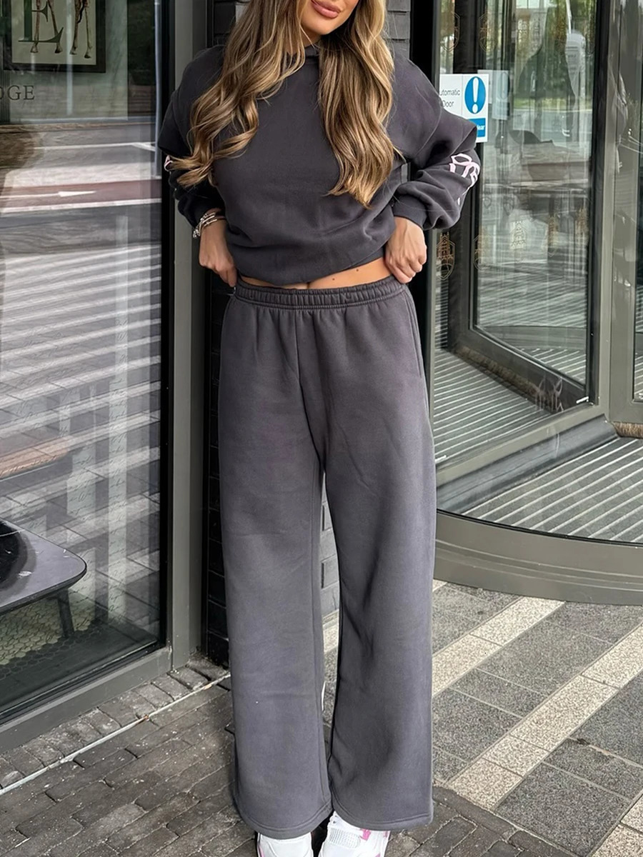 Femmes Bow imprimé Sweat ensemble deux pièces survêtement à manches longues sweat à capuche large jambe pantalons de survêtement 2 tenues 251204