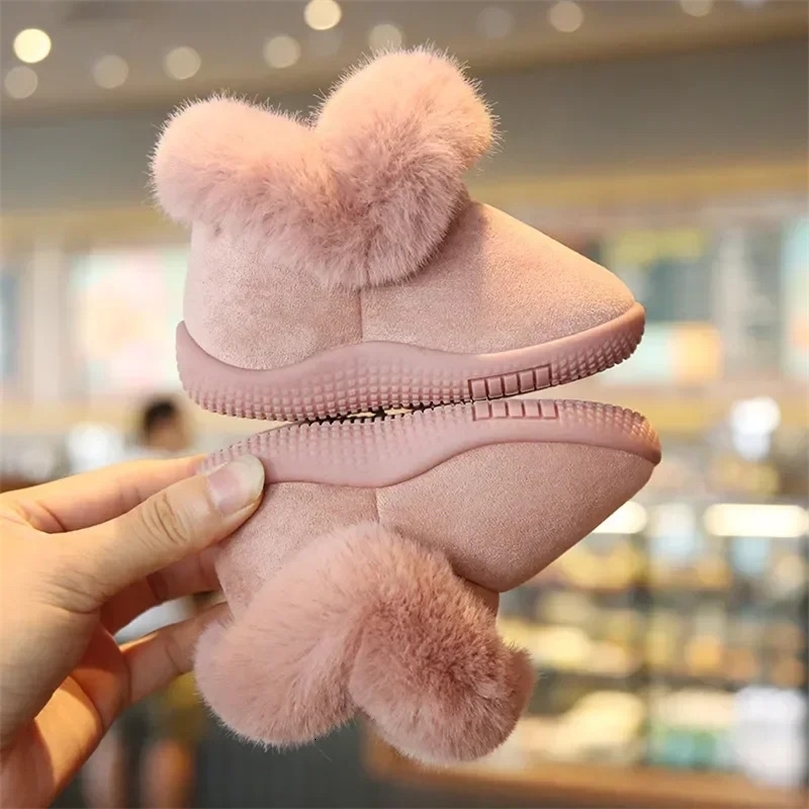 Enfants bottes de neige en peluche chaud bébé fille chaussures coton premiers marcheurs antidérapant infantile botte enfant en bas âge pour les f