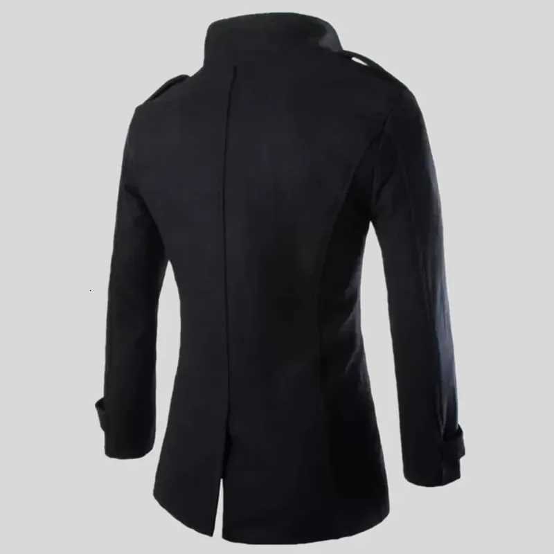 Wool Coat Men Fashion Harajuku Spring Slim Fit Oblique Double Breasted Vintage Black Long Trench Coat for Men Business OuterweatXJ251204