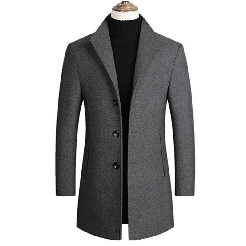 Men Wool Blends Coats Trench Pea Coat 2025 Spring Winter New Solid Color High Quality Mens Wool Jacket Luxurious Brand ClothingXJ251204