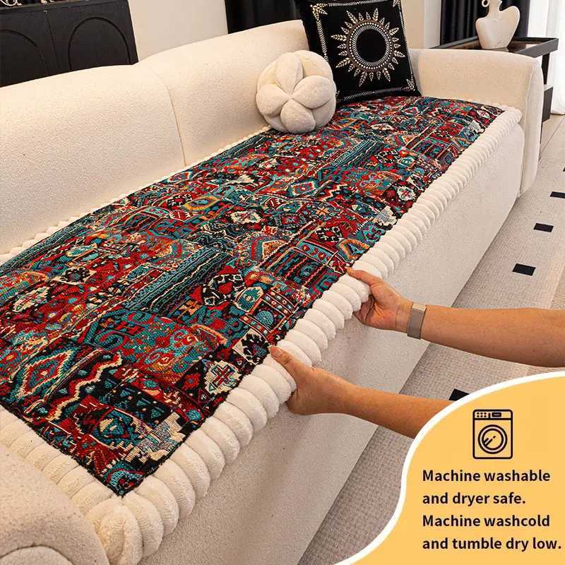 1PC-Autumn and winter thick Bohemian style anti slip sofa cushion 2025 new simple and high-end ethnic style cushion M251204-image-1087200396