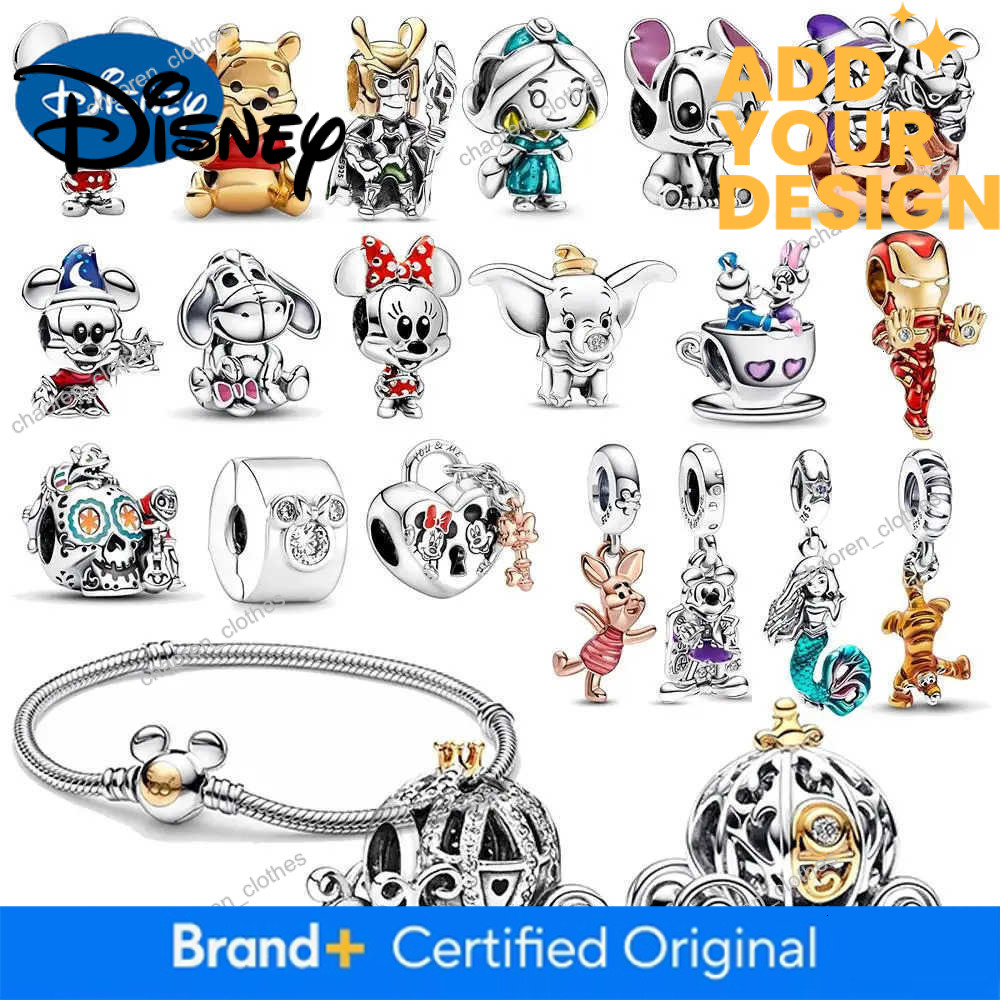 Designer bracelet custom Disney 100th Princess Pumpkin Cart Mickey Mouse Minnie Dumbo Charm Stitch Beads Fit Original Brand Bracelets DIY Jewelry Gi
