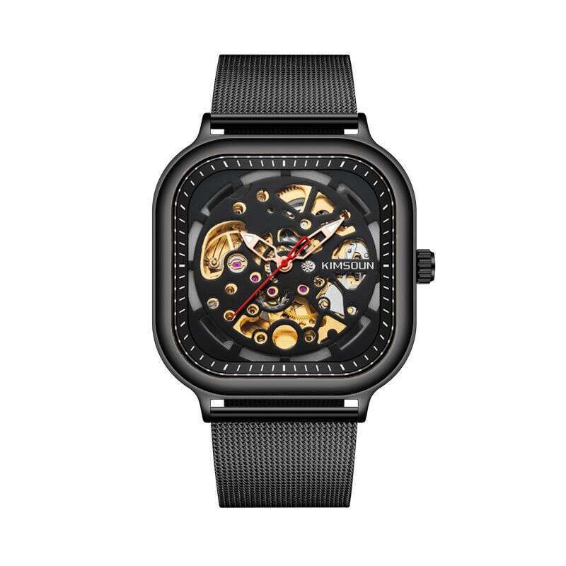Square Wristwatches Fashion Trend Student Waterproof Men's Hollow Automatic Mechanical Watches