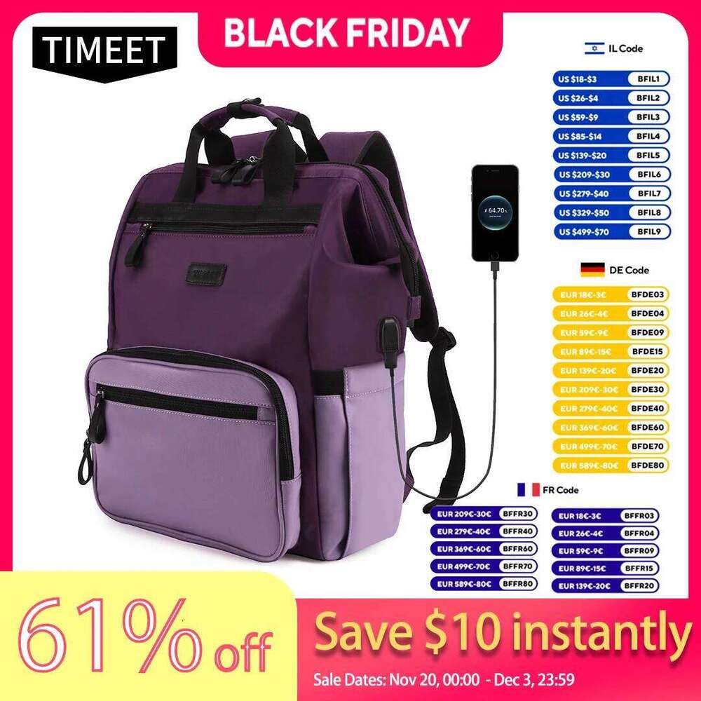Designer Luxury Timeet Laptop For Women Men Inches Business With Usb Port Anti Theft Backpack School Bag