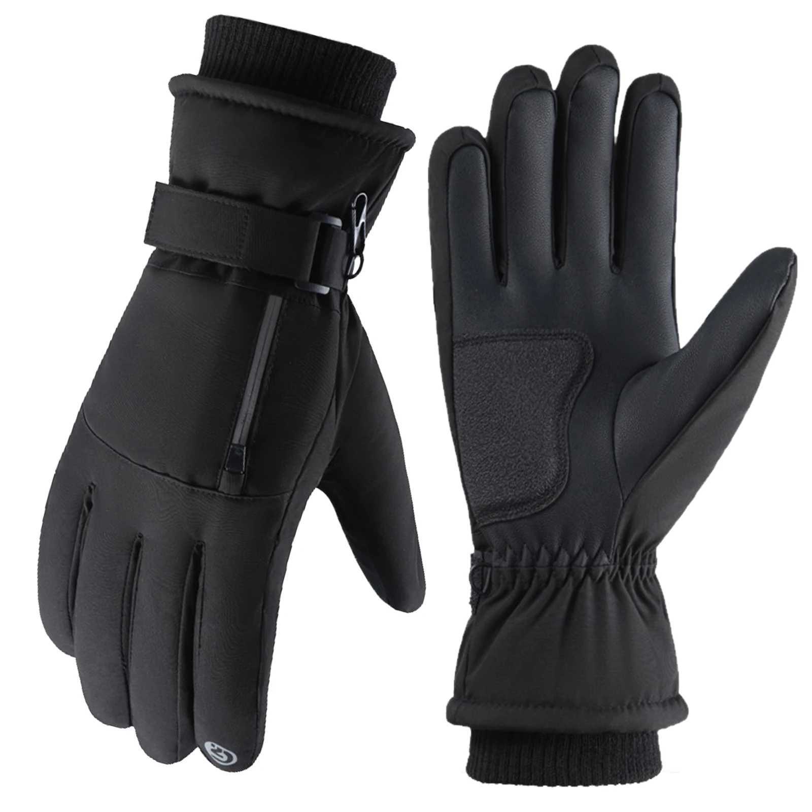 Winter Ski Gloves Warm Waterproof Antislip Touchscreen Snowboard Mittens with Zipper Storage Pocket for Winter Outdoor Sports J251204-image-1087177642