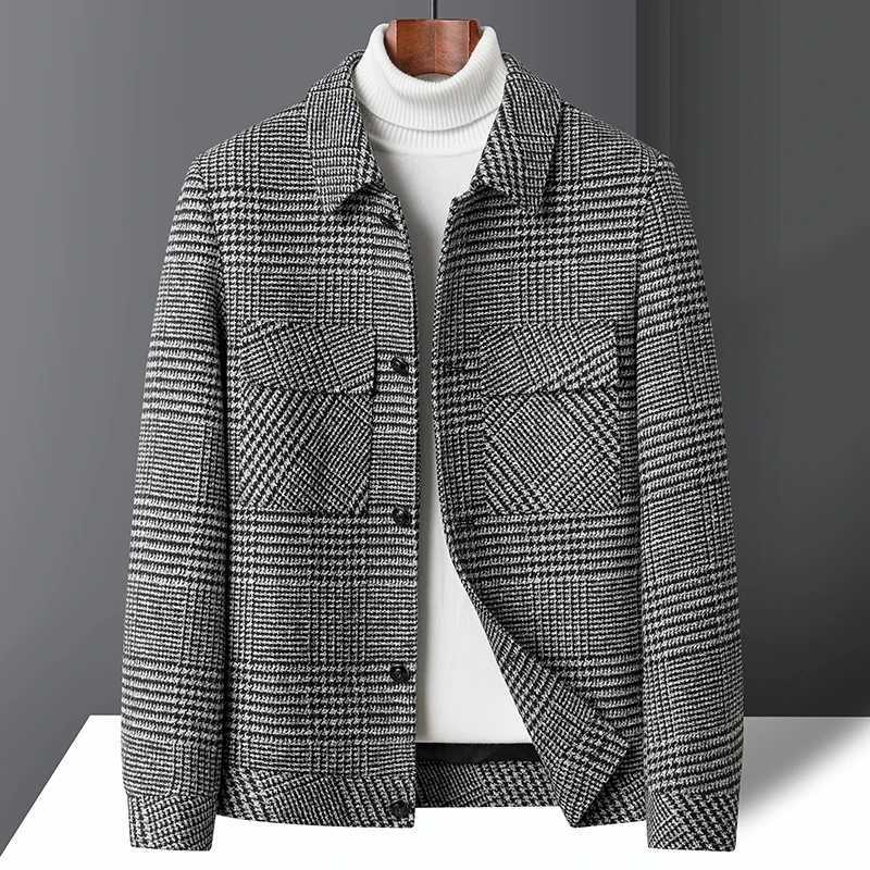 Veste en laine pour hommes, manteau à carreaux, édition coréenne, décontracté, polyvalent, mode jeune, nouvelle collection automne/hiver 2024, XJ