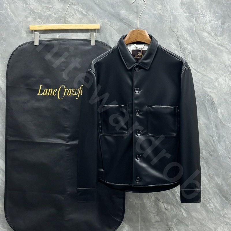 Autumn and Winter Mens Casual Lapel Designer Leather Jacket Coat with Pockets L1289