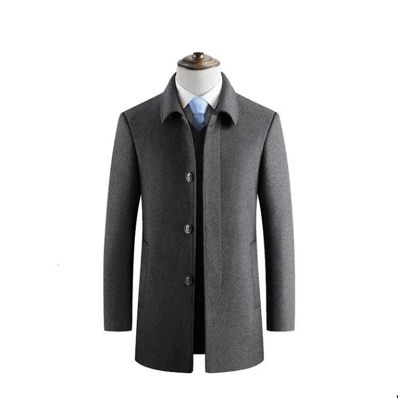 New Winter Men Fleece Warm Business Casual Cashmere Trench Coats British Style Overcoats Man Woolen Blends Quality Long JacketsXJ251204