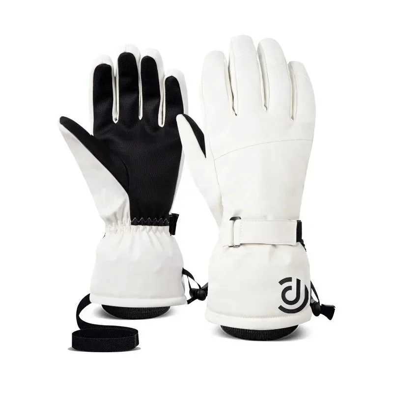 Ski Gloves Men Women Winter White Black Warm Cotton filling Ski Snowboard Cycling Outdoor Sports Touch Screen Waterproof Gloves J251204-image-1087176380