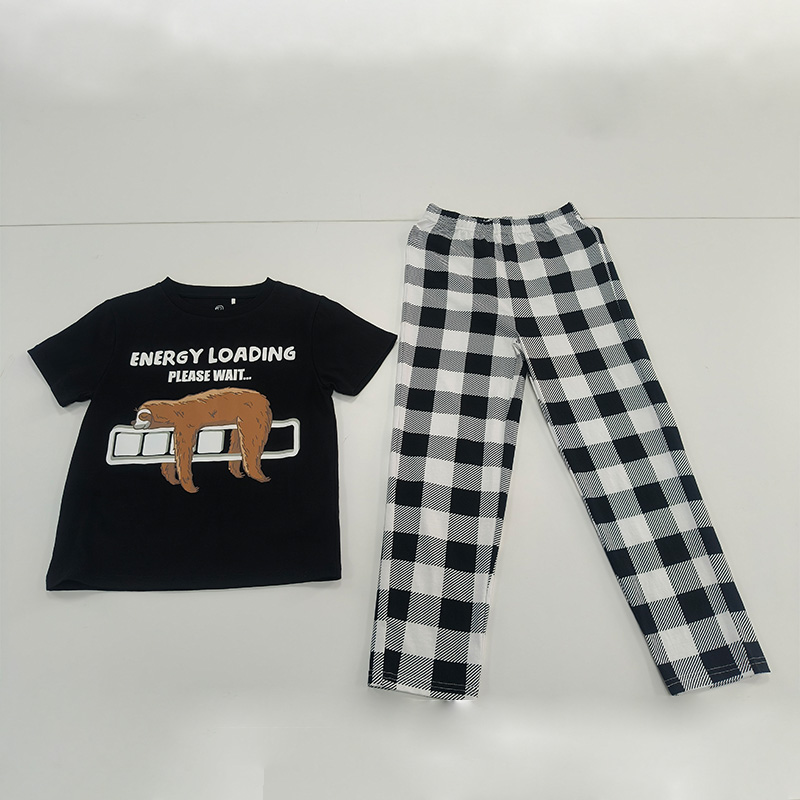 Ensemble de vêtements d'intérieur pour enfants, tenue décontractée pour garçon avec t-shirt à manches courtes et pantalon Combo