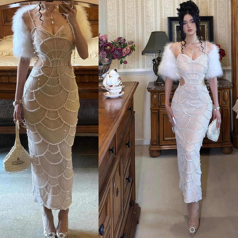 Robe De soirée De luxe, sans manches, perles Spaghetti, paillettes, dentelle, robe De bal formelle, personnalisée
