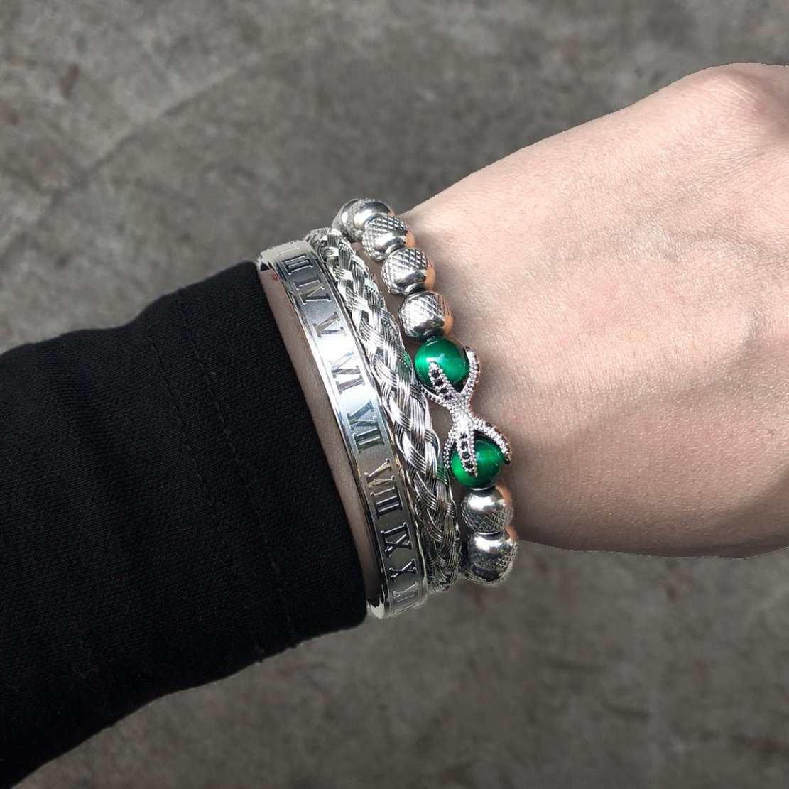 3pcs men bracelet luxury jewelry bracelet designer roman royal dragon claw charm men stainless steel geometry open adjustable bracelets couple je