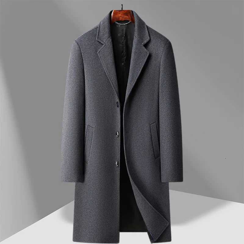 New Winter Men Wool Business Casual Overcoats Cashmere Woolen Blends Man Fleece Warm Trench Coats Quality Man Long Jackets 4XLXJ251204