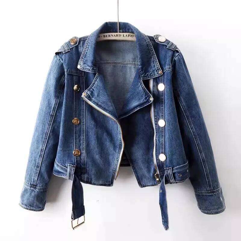 Spring Autumn New High Waist Zipper Long Sleeve Denim Coat Women S Casual Short Loose Jean Top Motorcycle Jackets Female Luxury