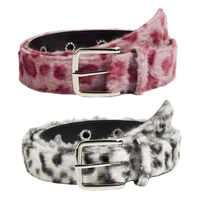 Cintura da donna in peluche rosa Tendenza moda Y2k Cintura da ragazza Versatile Jeans Accessori Pu Fibbia ad ardiglione Cintura 251126