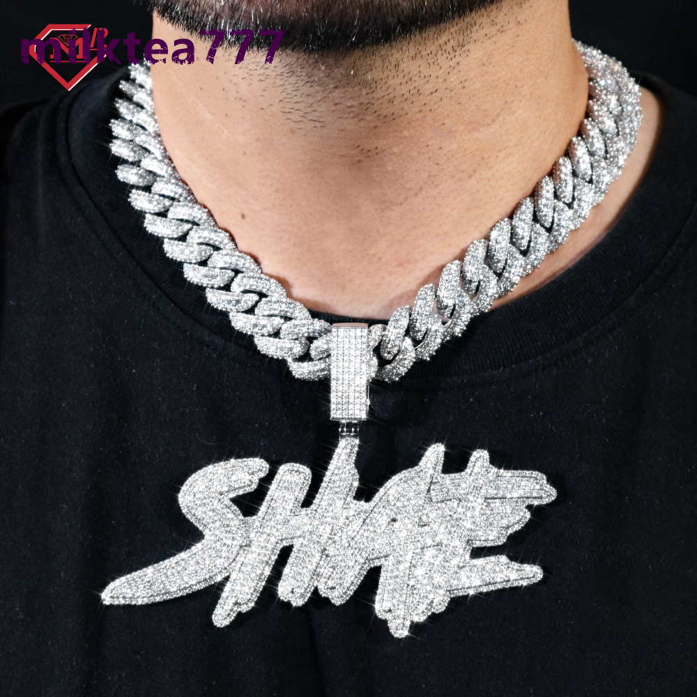 Hip Hop Moissanite Letter Pendant Custom Charms Fine Jewelry Vvs Iced Out Diamond Moissanite Pendant